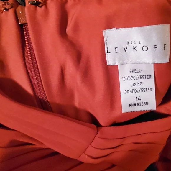 Bill Levkoff 82955 Rust CrissCross Boddice Chiffon Halter Pleated Formal Gown - Picture 9 of 10